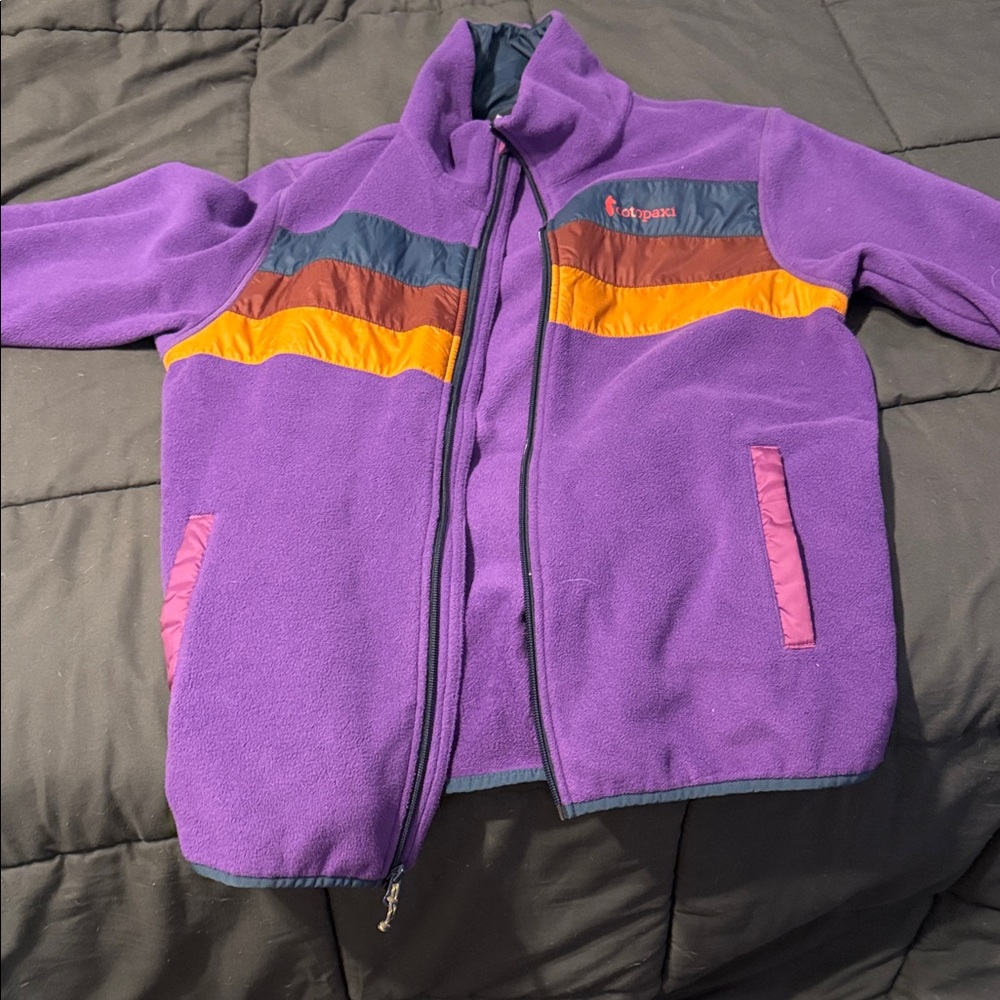 cotopaxi Purple Fleece Jacket with Orange, Rust & Navy Accents